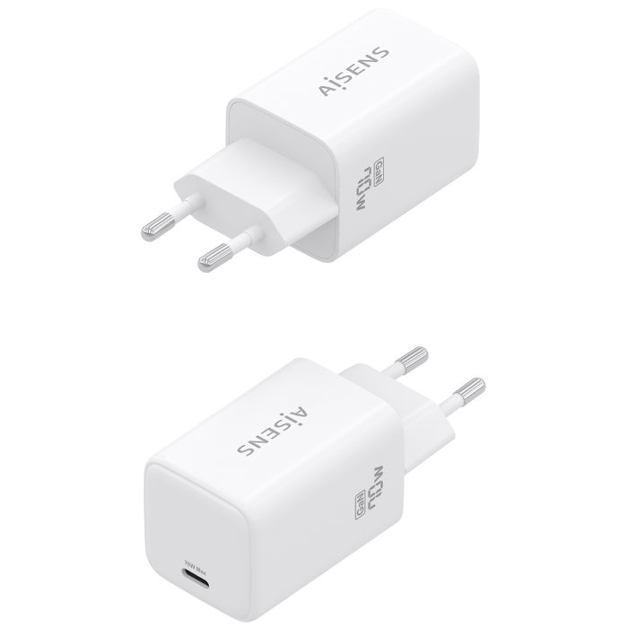 Aisens Cargador de Pared GaN 70W USB-C Blanco ASCH-70W1P088-W